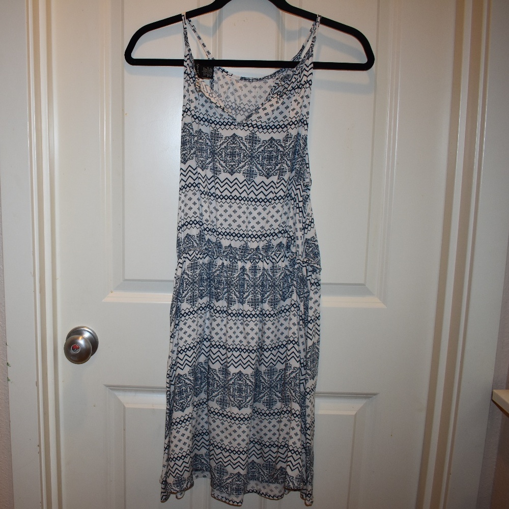 Blue and white dress